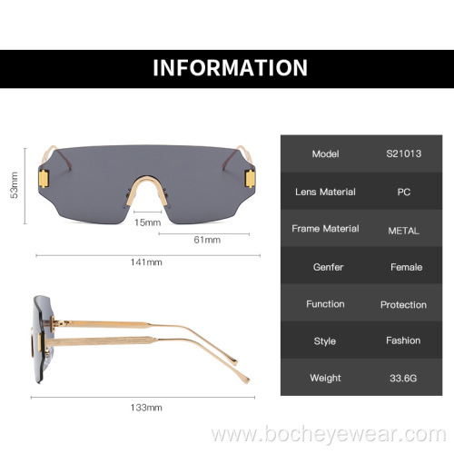 New European and American fashion metal frameless Sunglasses men's and women's fashion cross-border conjoined Sunglasses street